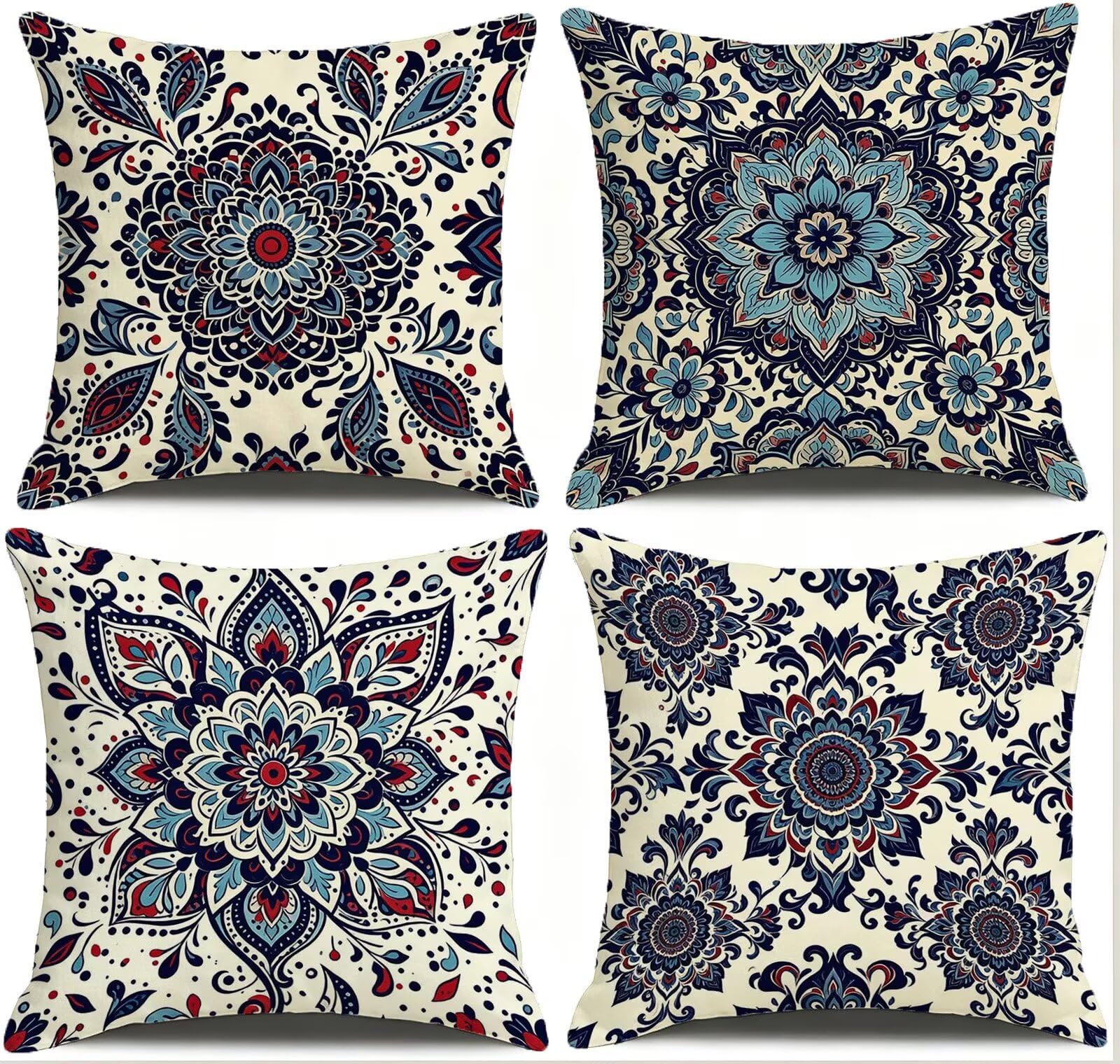 Coussin Exterieur Bleu Lot de 4,Housse Coussin Exterieur, Cod-0000759