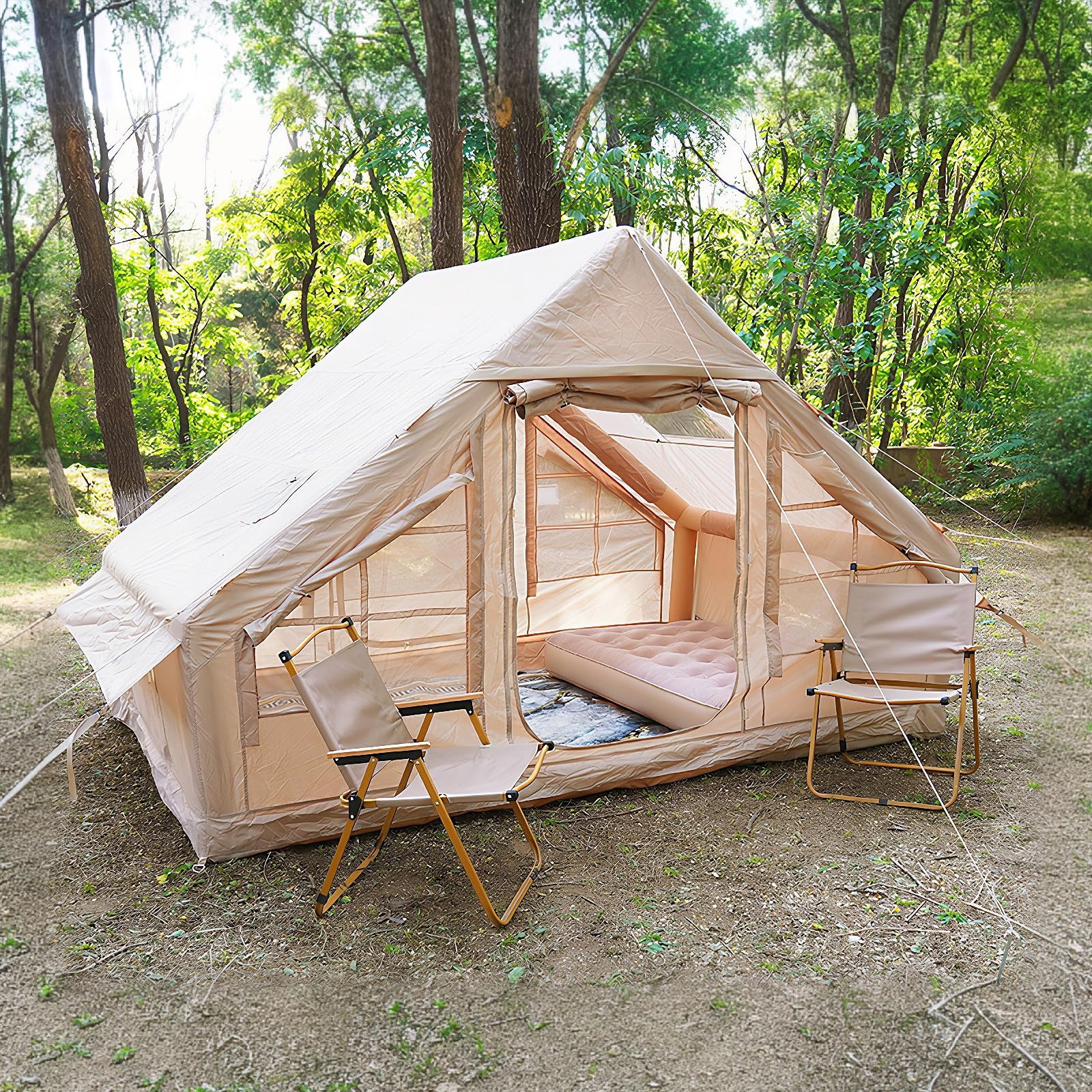 Tende da Campeggio Gonfiabile 6.3m2 Impermeabile PU3000+ con Pompa Resistente al rifugio Oxford Glamping Escape Family Outdoor Adventure Breathable Mesh Structure Quick Setup