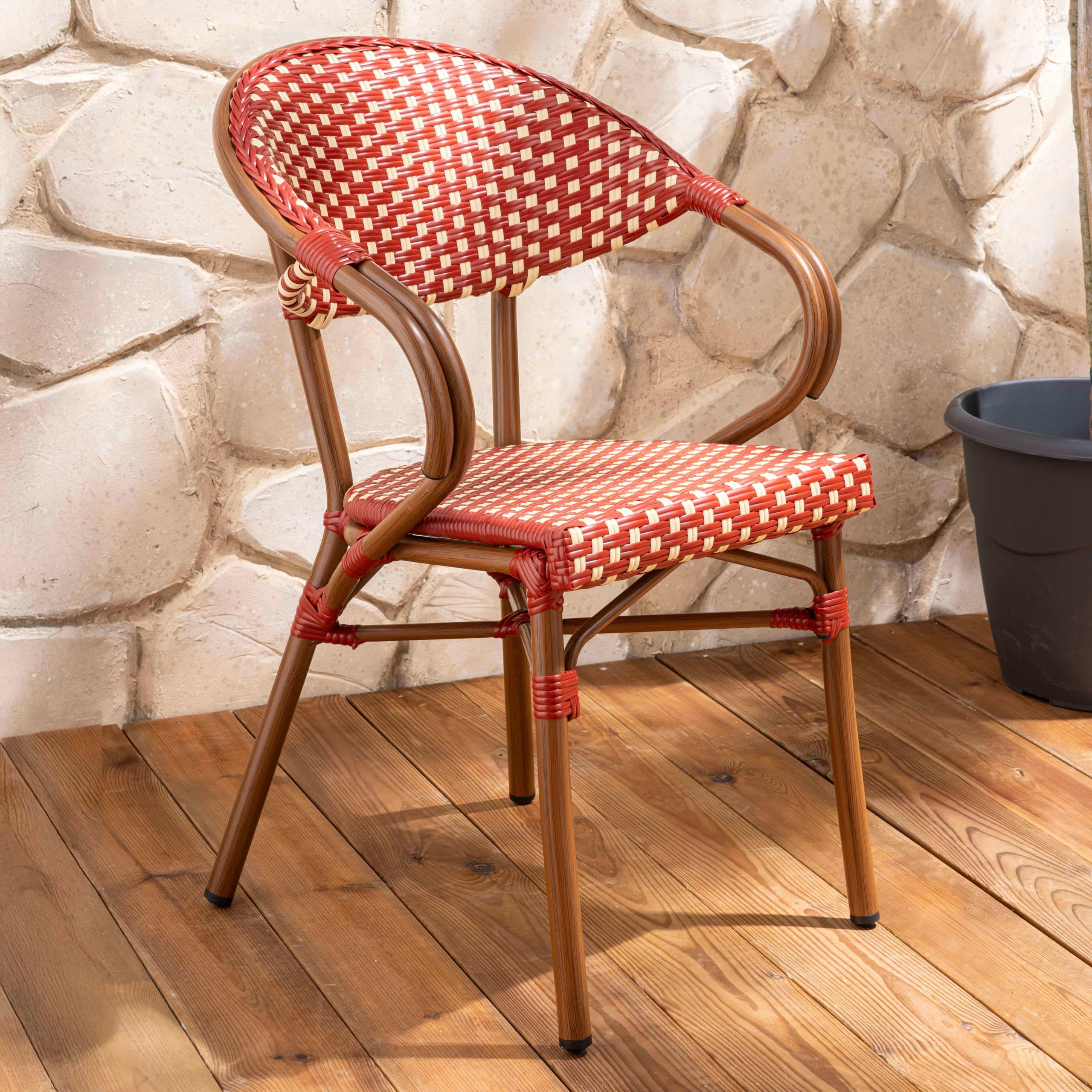 Oviala Fauteuil de terrasse bistrot Parisien en Aluminium Rouge