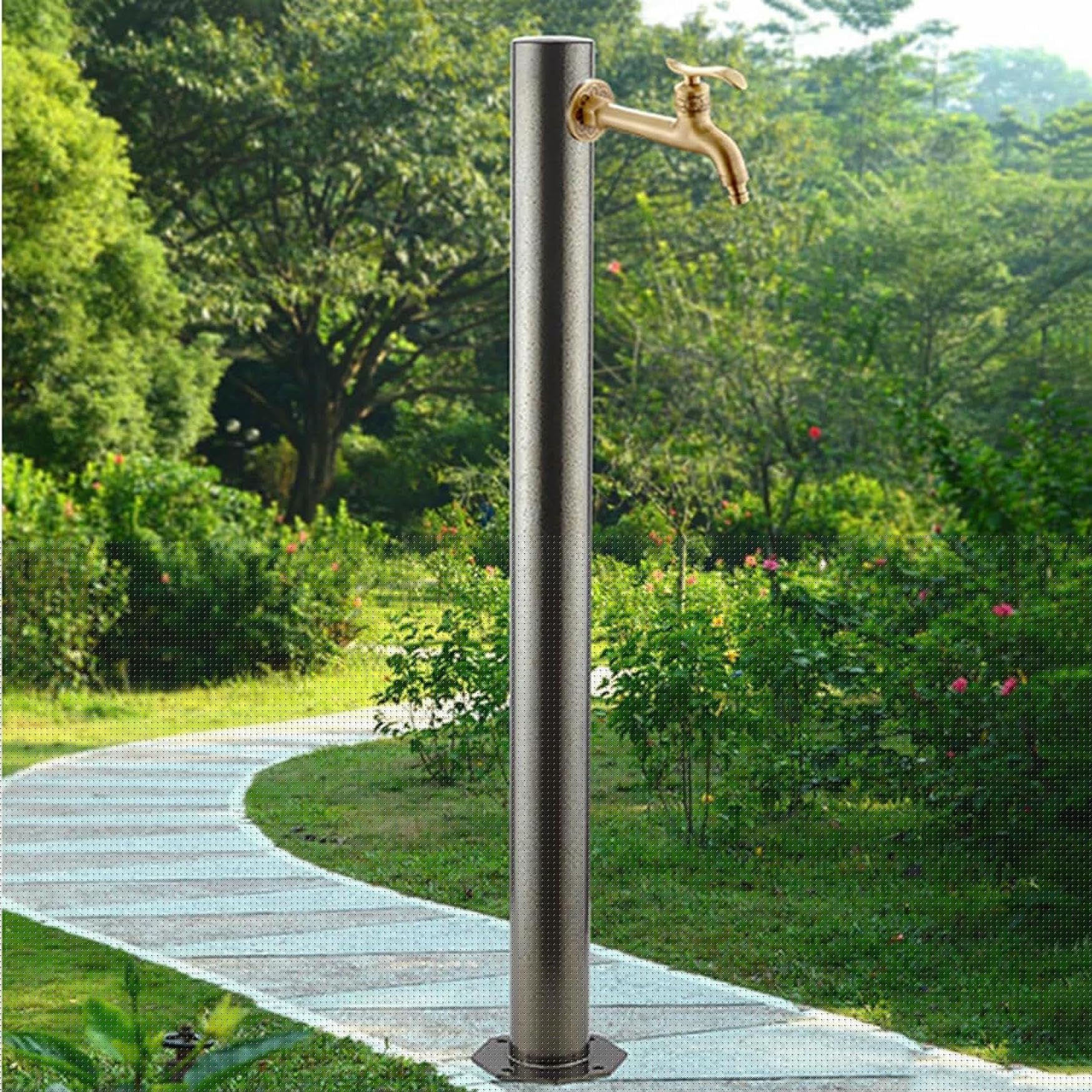 ZYCHSJXA Stainless Steel Outdoor Water Column with Faucet & Spray Gun for Garden Farm Car Washing Irrigation – Versatile Easy to Use