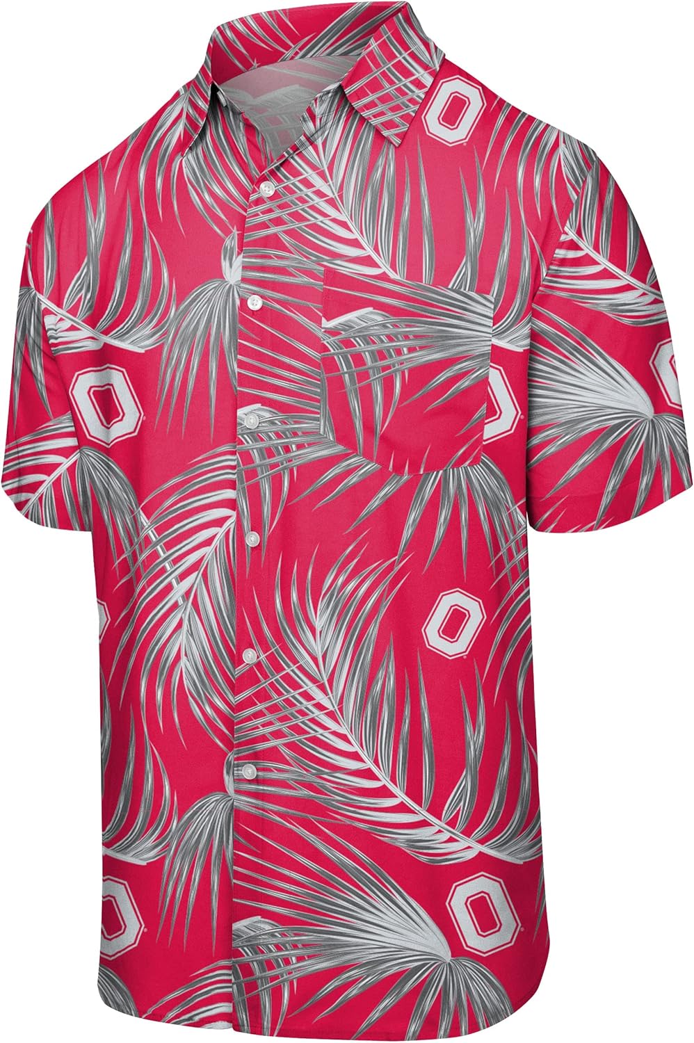 FOCO NCAA Mens NCAA College Team Logo Floral Tropical Hawaiian Button Up Shirt
