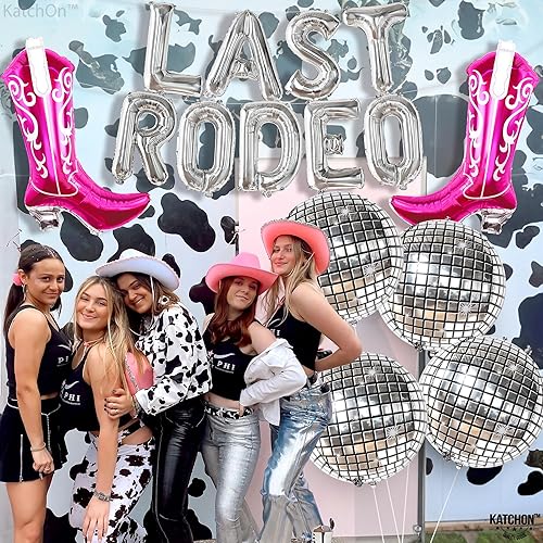 Miniatura 8 de KatchOn, Juego de 15 globos de rodeo – plata, bola de discoteca, botas de vaquera, despedida de soltera, boda, decoraciones de cumpleaños