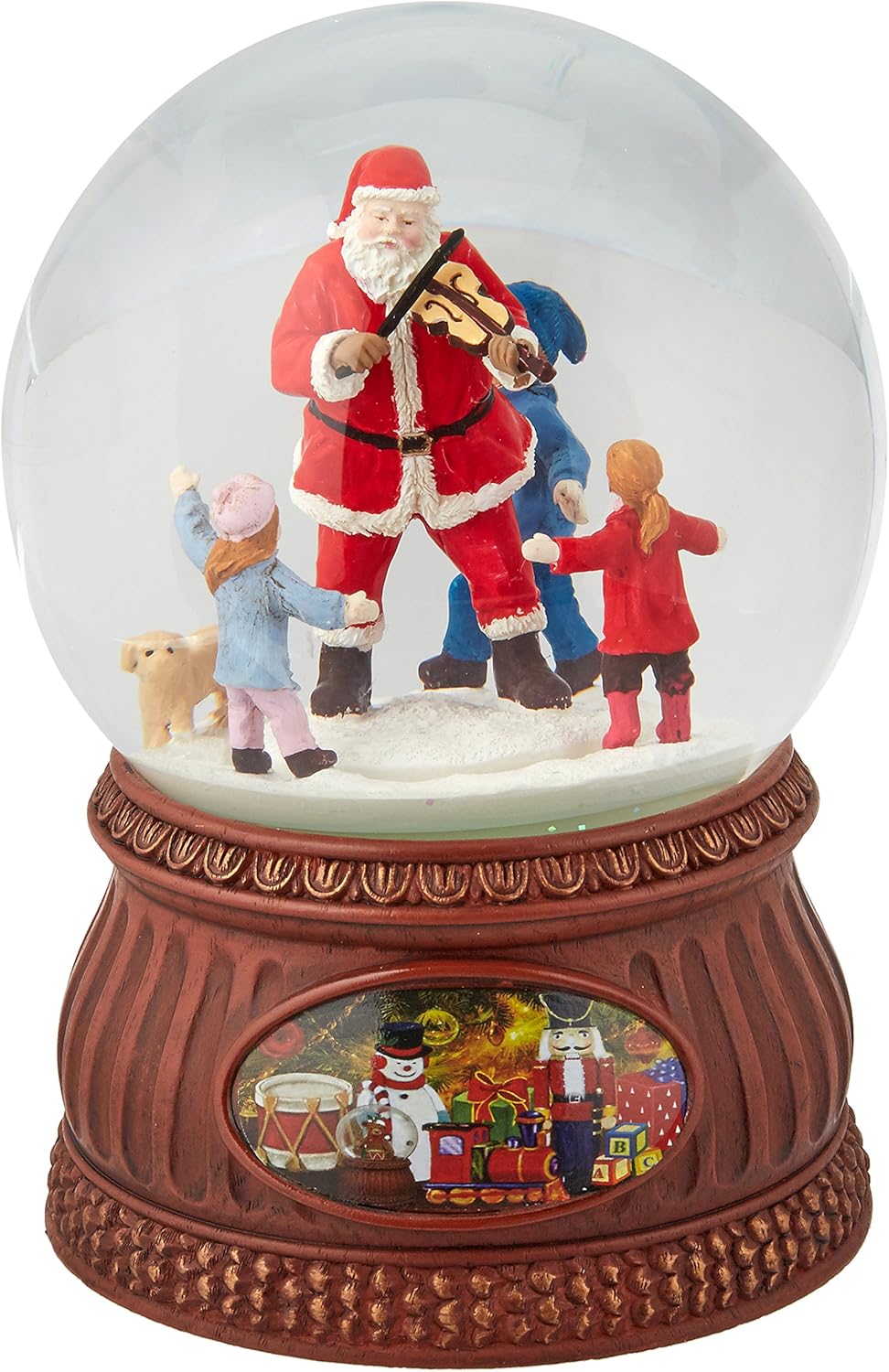 Glitterdomes 33830 120mm 7" Tall Action Features Santa Playing a Fiddle
