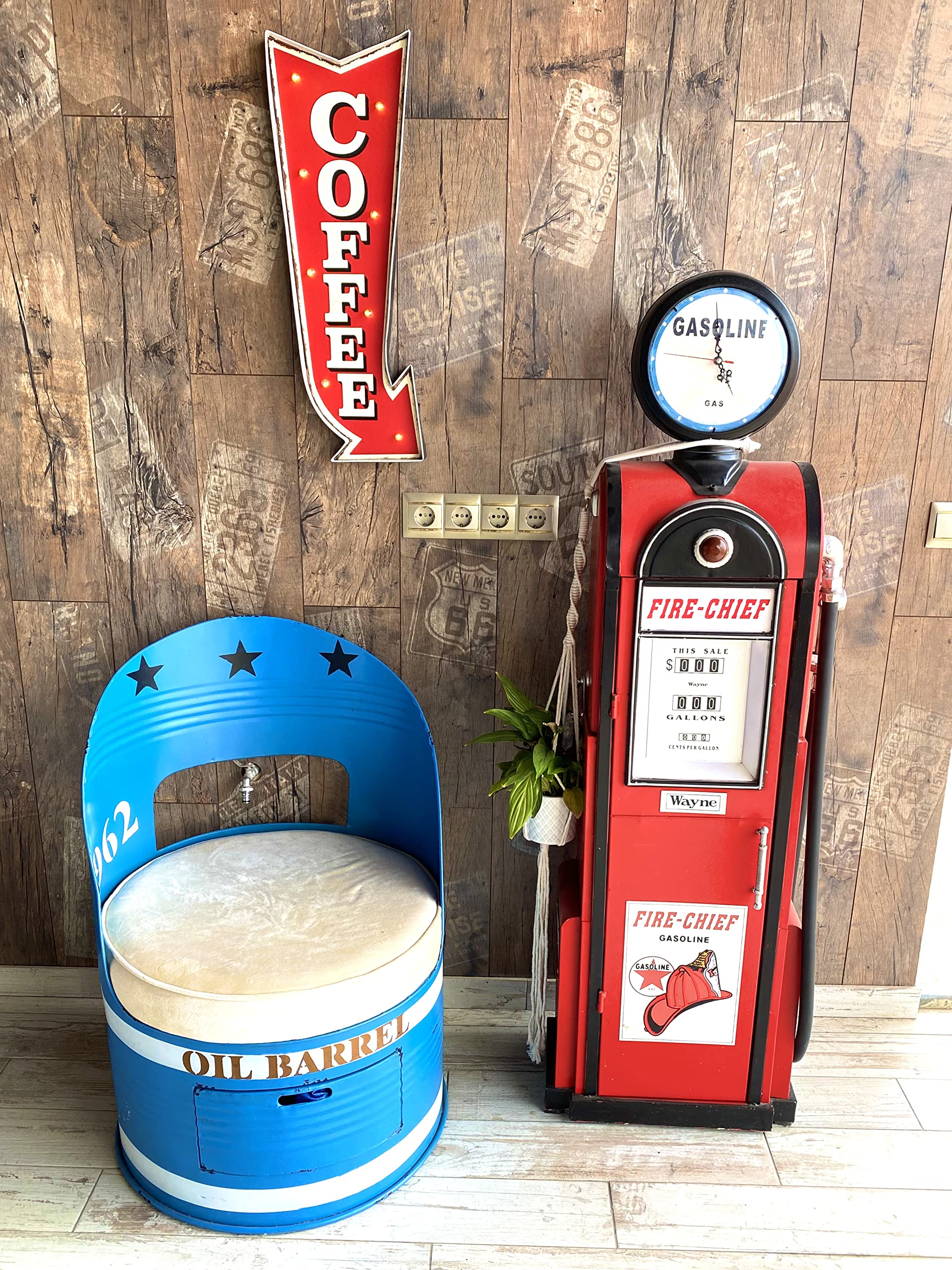Dekoration für Retro Cafés – Dekorationen für Küche und Restaurant, LED Schild, Bar Zubehör, altes und antikes Zeichen, Wandschmuck Lichtschild | 70x26x5cm, ( blechtafeln cafe )