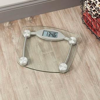 Taylor Digital Bathroom Scale, Body Weight Scale, Instant On and Off, 400 lb Capacity, Sturdy Clear Glass with Chrome-Finish Base