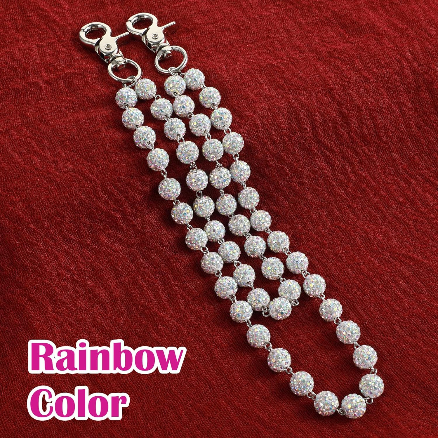 Sparkly Pants Jean Chain for Men Women, Ymapinc Wallet Chain for Men Women, Rhinestones Beads Purse Charms, 10mm Shiny Bohemian Purse/Wallet Charm, Fashion Clothing Accessories - Image 3