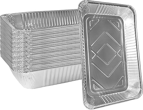 Miniatura 6 de Sartenes resistentes de aluminio poco profundos de tamaño completo para asar y mesa de vapor de 21 x 13 pulgadas bandejas poco profundas para