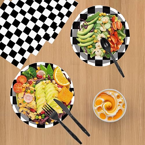 Miniatura 4 de AGWIXMVT 40 platos de papel para fiesta de autos de carreras, dos decoraciones de cumpleaños rápidas, vajilla de coche de carreras, tema de