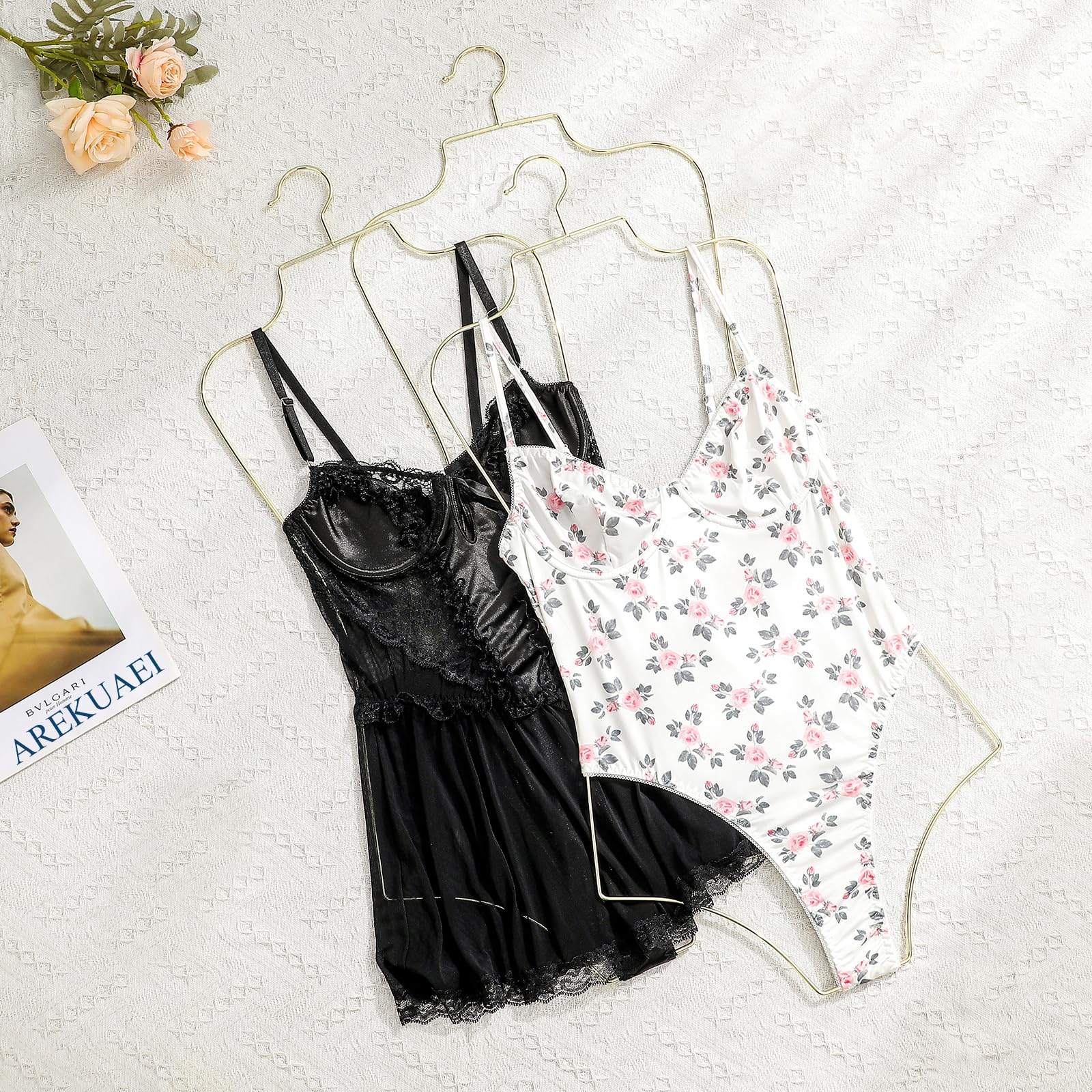 Lot de 10 cintres en métal doré pour Maillot de Bain