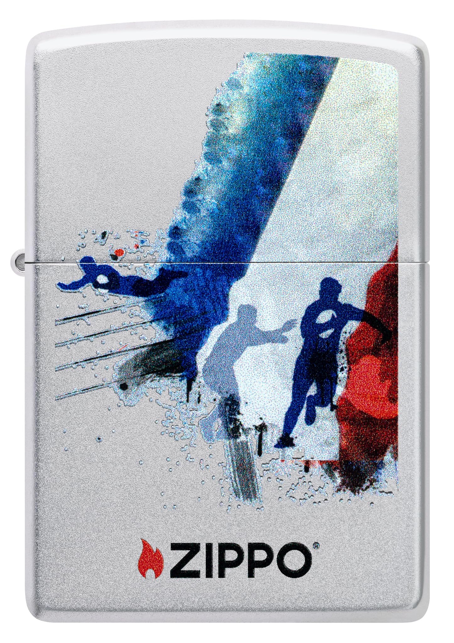 Zippo RuGBy Zapalniczka Sztormowa, Kolorowy Nadruk, do Napełniania, Wielokrotnego Użytku, Wiatroodporna Konstrukcja, Pudełko na Prezent, Wykonano w USA, Satynowy Chrom (Satin Chrome)