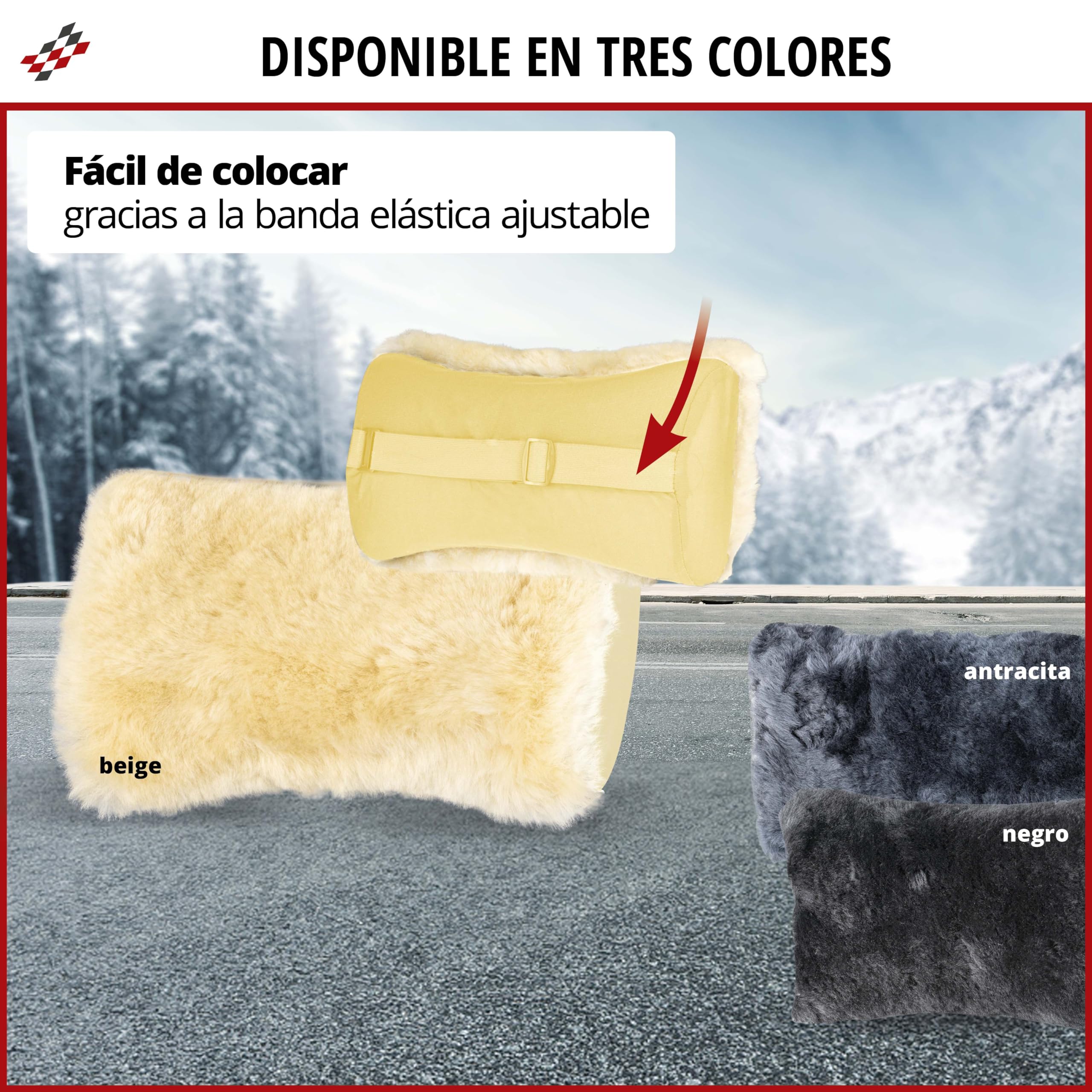 WALSER soporte cervical Mila de piel de cordero, almohada cervical-piel de cordero-coche, cojín para la cabeza en el coche antracita