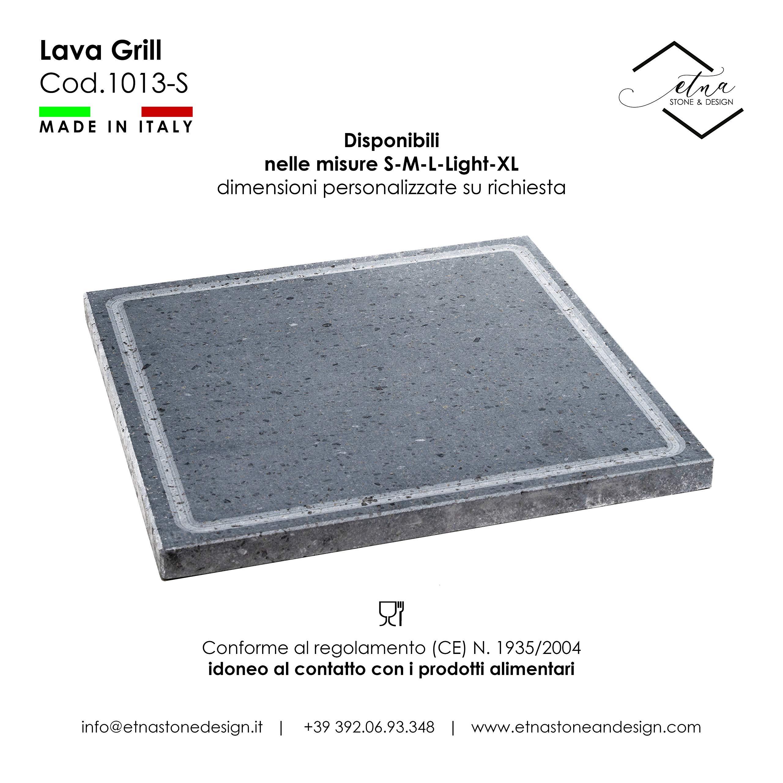 Etna Stone & Design Lava Grill - Quemador de piedra volcánica Enea, placa lijada, 30 x 30 cm, para horno y barbacoa, para cocina, carne, pescado, verduras y pizza (S)