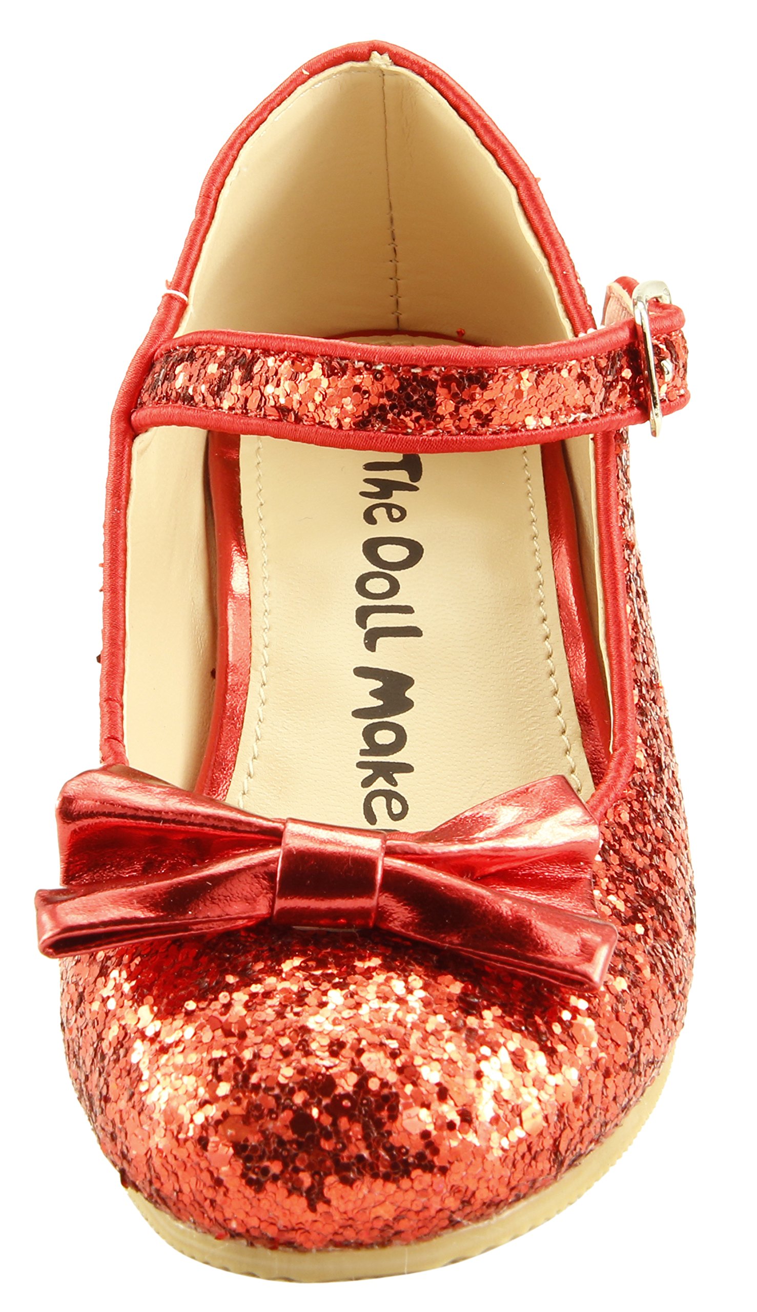 Girl's Wedding Party Glitter Dress Dance Shoes Toddler Little Girls w/Pump (11, Red)