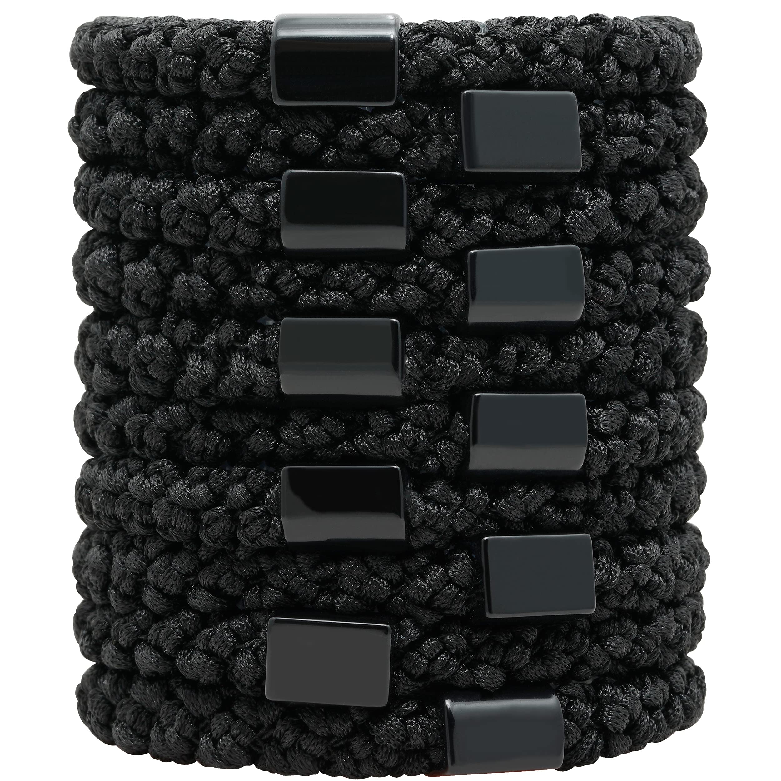 HBY Large Hair Ties, Ponytail Holders, Gentle Hold Soft & Stretch Hair Band for Heavy Curly Thick Hair, No Damage No Crease Headbands for Woman Girls Lady,Black, 10pcs