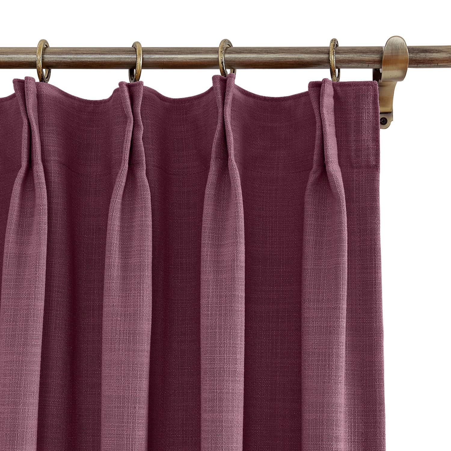 Macochico Extra Wide Linen Curtain,Themal Insulated Pinch Pleated Nursery & Infant Care Curtains for Living Room Meetingroom Theater Patio,Plum 120W x 96L Inch (1 Panel)