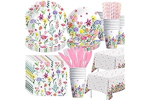 Xigejob Wildflower Decorations Tableware | Floral Party Supplies | Tableware, Cutlery, Napkins, Tablecloth