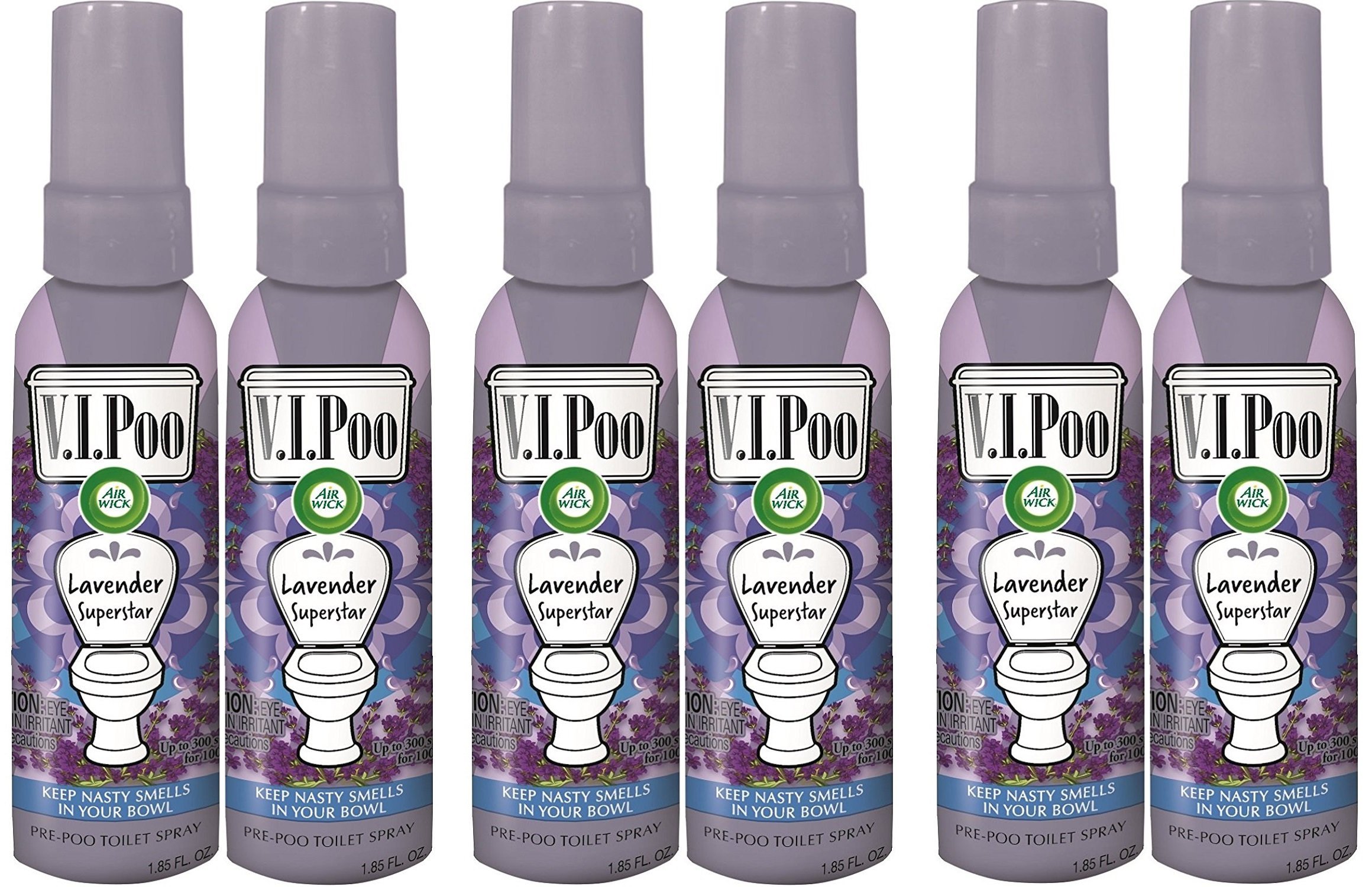 Air Wick V.I.POO Pre-Poo Toilet Spray VALUE PACK dopYls Lavender Superstar, 1.85 oz, Pack of 6