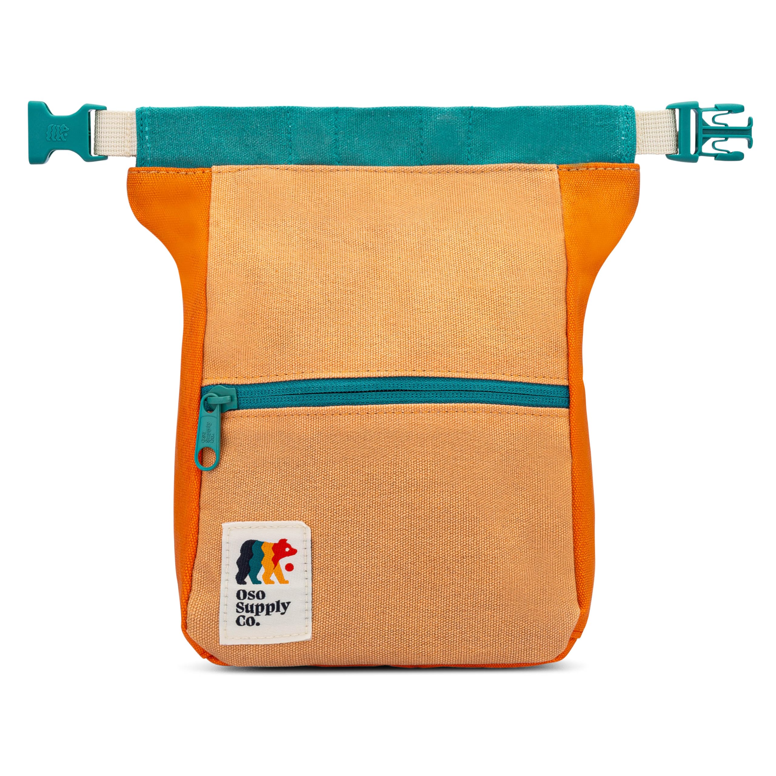Oso Supply Co - Kulshan Bouldering Bucket, Large Size Chalk Bag for Rock Climbing, Chalk Pot with Magnetic Roll Down Closure, Brush Loop, Zippered Pockets for Climbers (Sandstone & Slate)