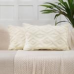 VAKADO Throw Pillow Covers Cushion Covers 18x18 Set of 2 Decorative Couch Rhomboid White Plush Velvet Square Cushion Cases Home Decor Gift for Sofa