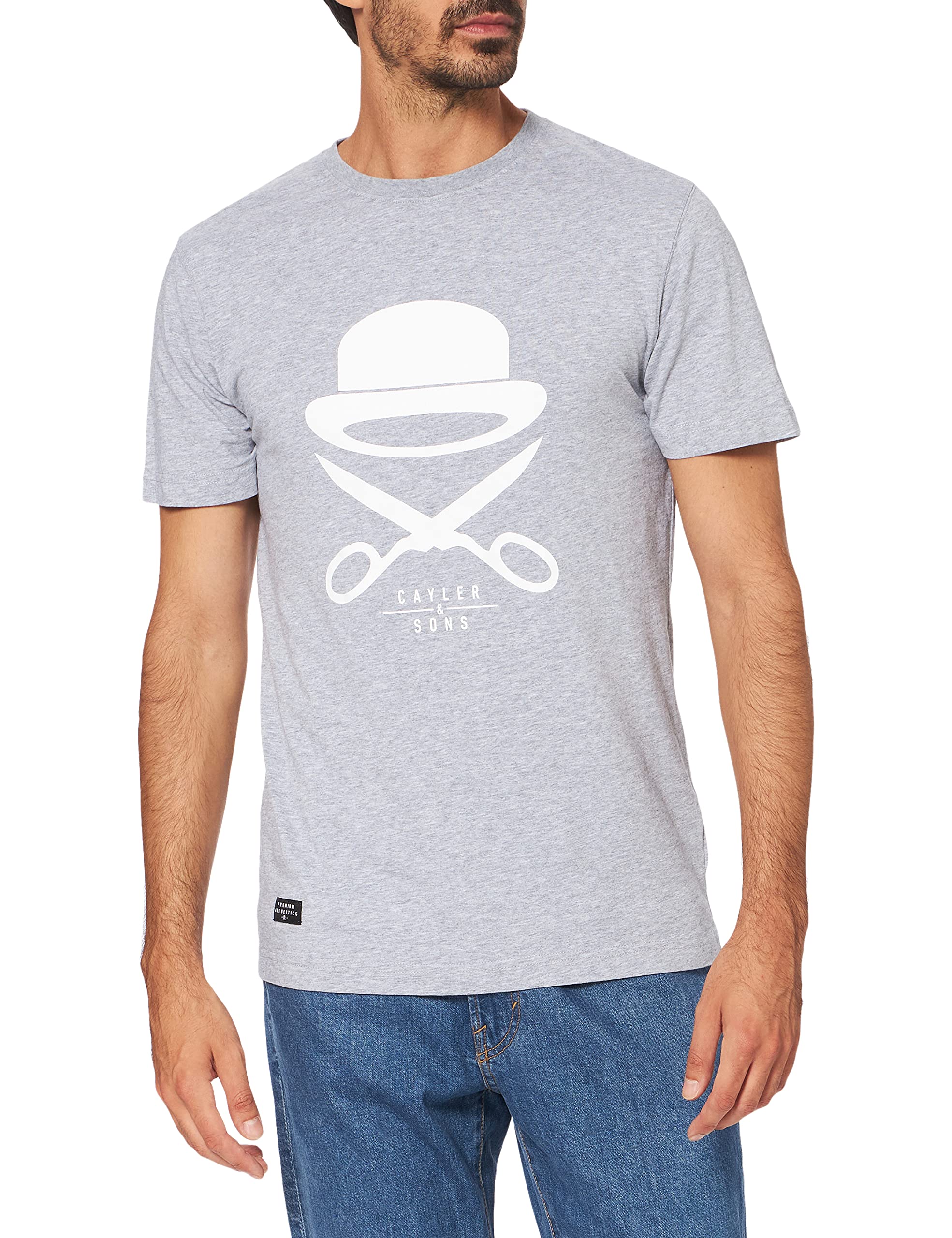 Cayler & SonsMen's C&s Pa Icon Tee Grey S T-Shirt, Gray Heather/White, S