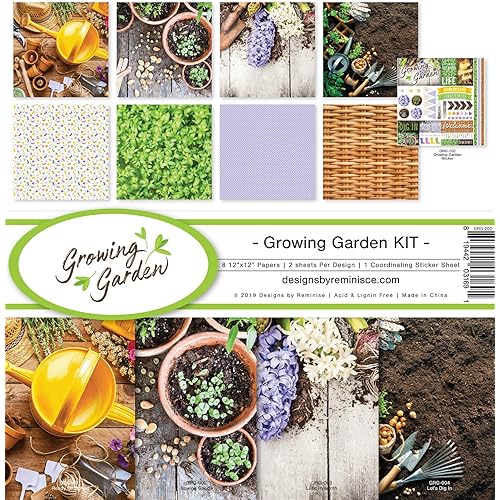 Reminisce Growing Garden Collection Scrapbook Kit Paper Crafts, Multi Color Palette