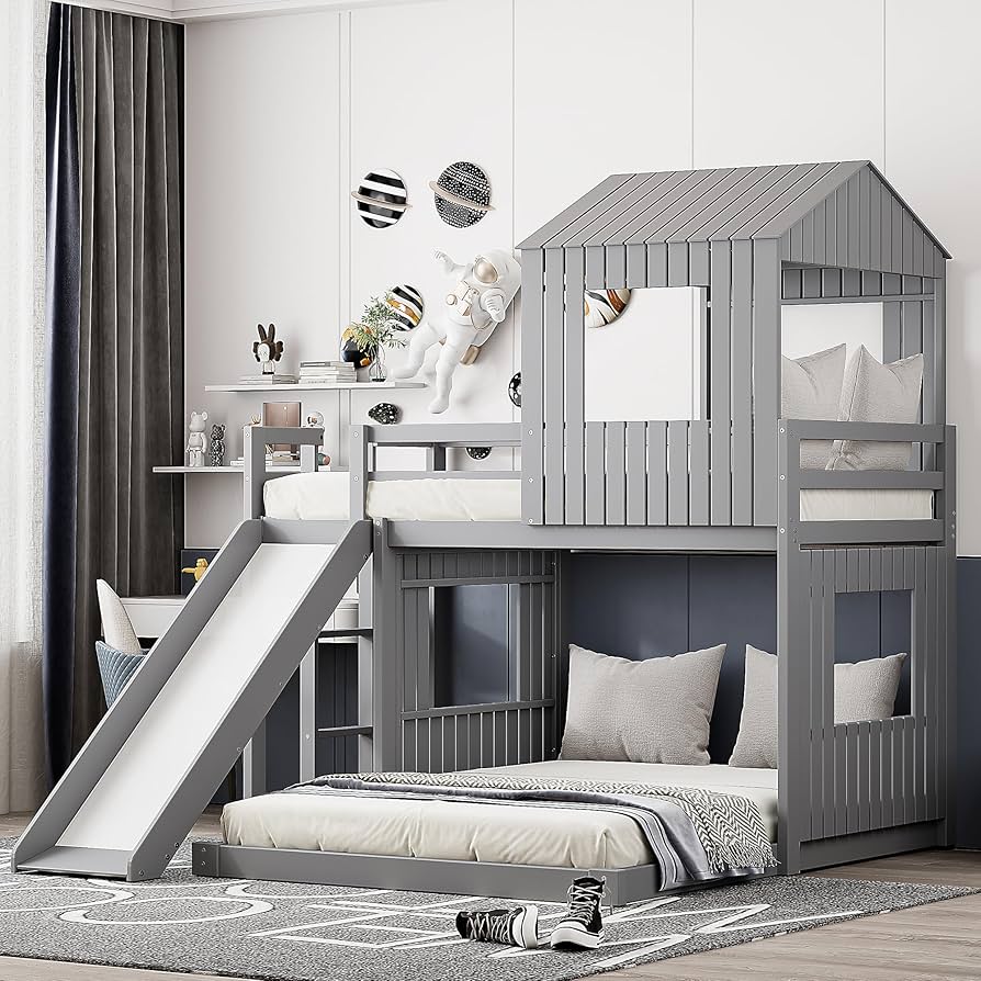 Amazon.com: RuiSiSi House Bunk Bed with Slide and Built-in