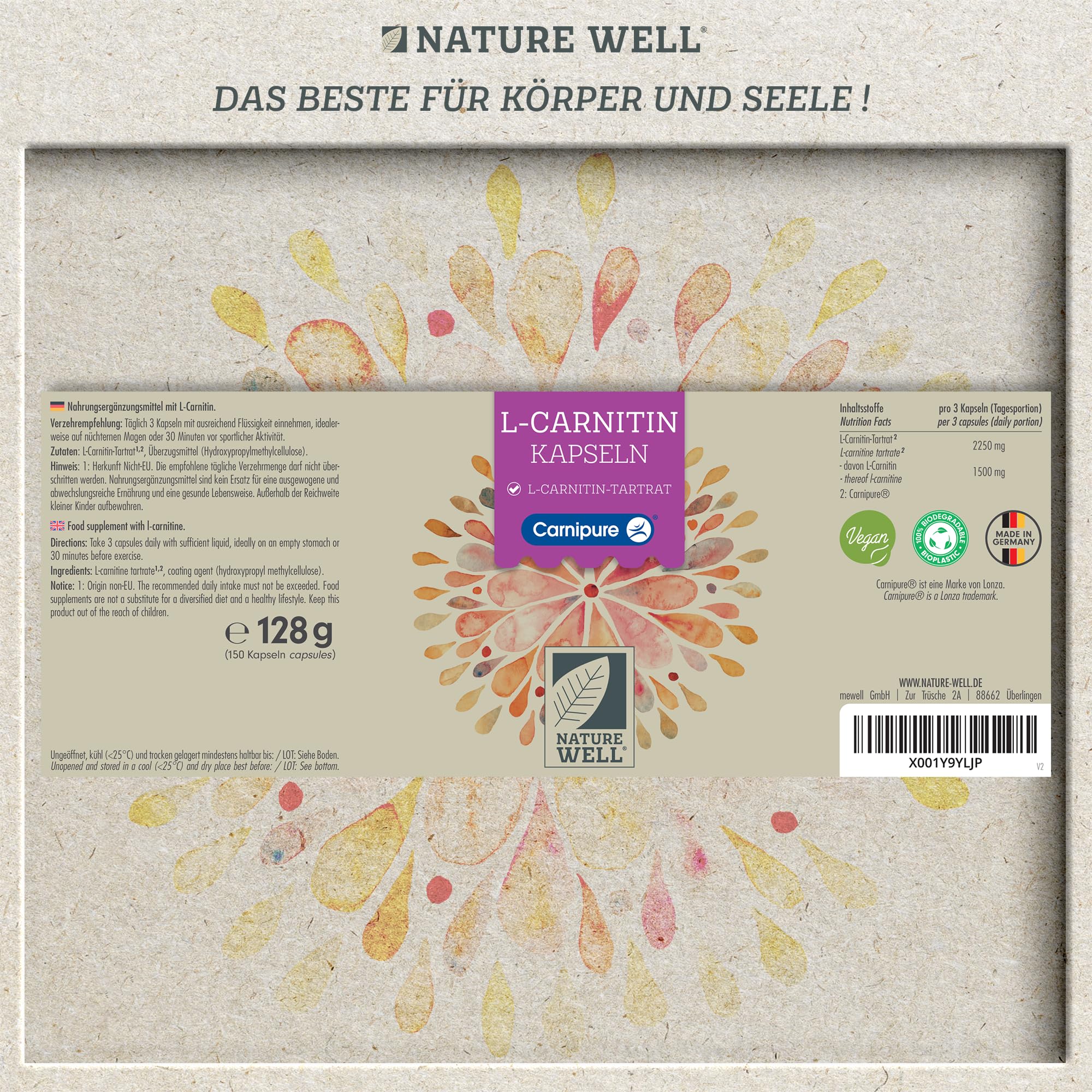 daily requirement of l carnitine L-Carnitine Capsules 150x - High Dose with 2250 mg Carnipure, Premium L- Carnitine Tartrate from Lonza - Laboratory Tested with Certificate - 100%  Vegan