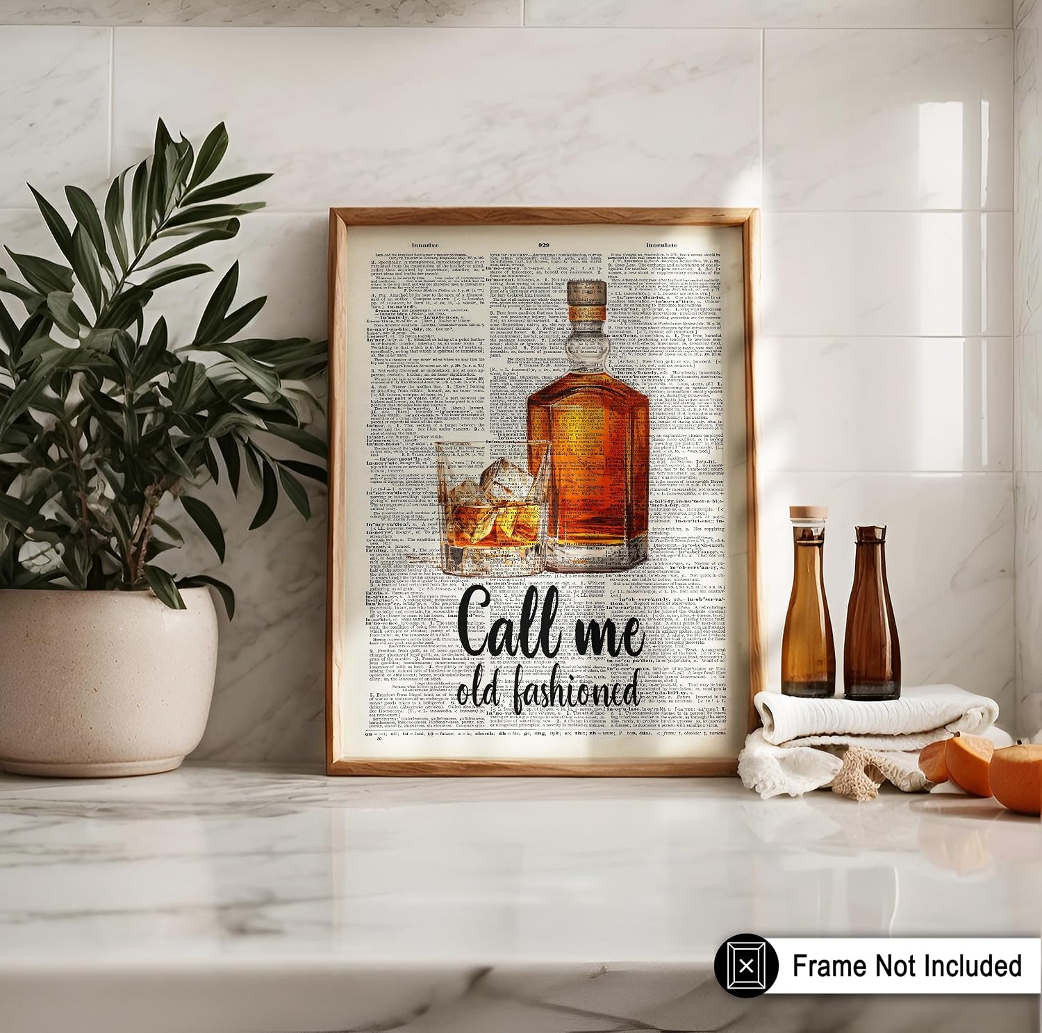 Poster Master Call Me Old Fashioned Print - Dictionary Poster - Alcohol Art - Food & Drink Wall Design - Gift for Men, Women & Bartender - Funny Decor for Bar or Kitchen - 8x10 UNFRAMED Wall Art