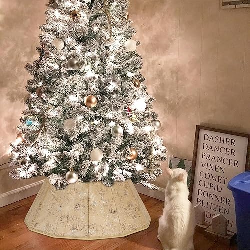 Miniatura 112 de Blissun Collar de árbol de Navidad, falda de árbol de Navidad con lentejuelas, anillo plegable para árbol de Navidad, cubierta de base