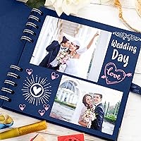 Vista 5 de Bstorify Álbumes de fotos cuadrados de 7 x 7 pulgadas, tapa dura azul con cierre de cinta, ideal para álbumes de recortes, proyectos de arte
