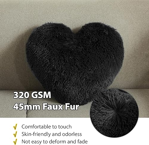 Miniatura 6 de LIFEREVO Almohada de corazón de piel sintética, almohada de felpa con forma de corazón, día de San Valentín, 15 x 17 pulgadas, bonita almohada