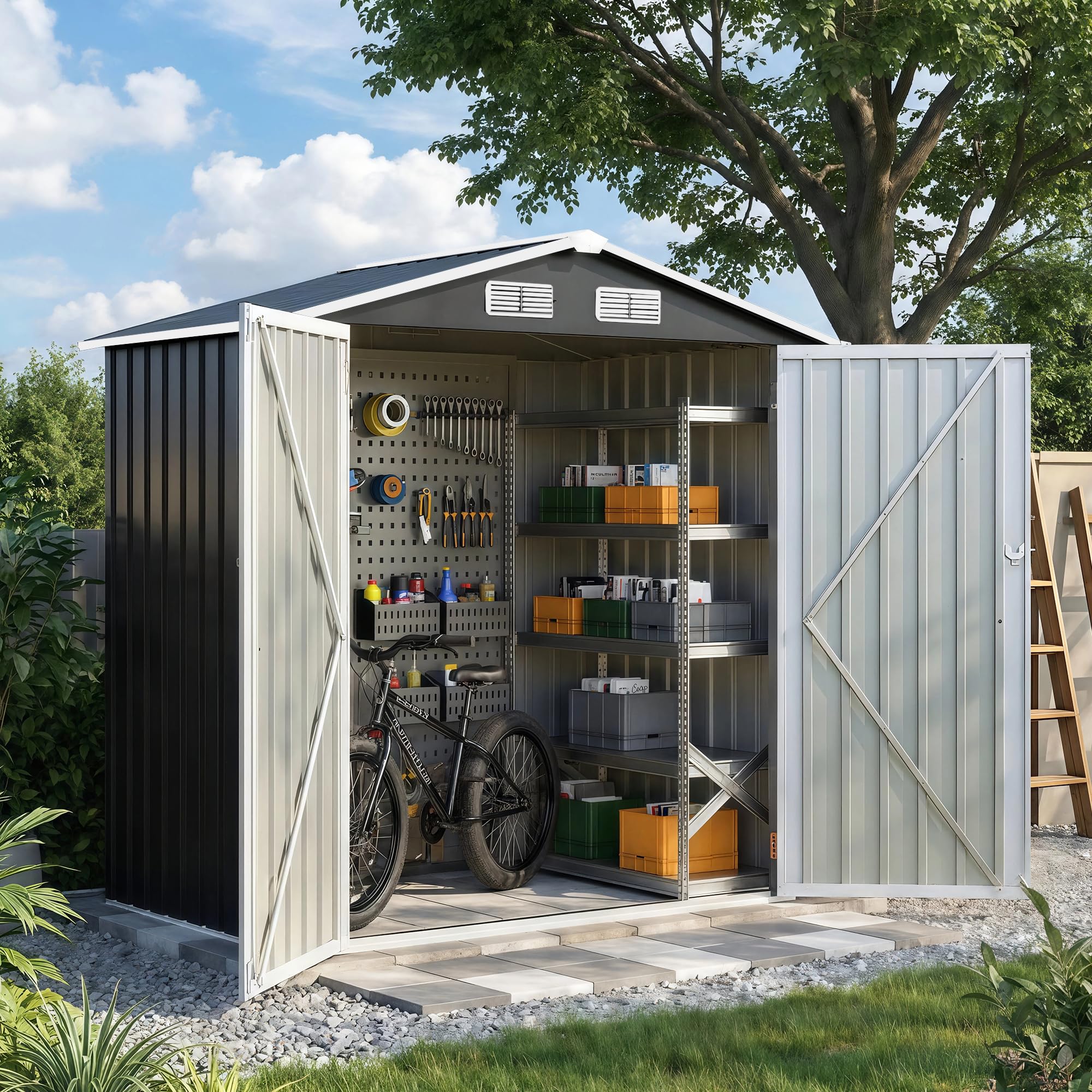 UDPATIO 6x4 FT Metal Storage Shed,Outdoor Shed,Garden Shed for Patio,Grey