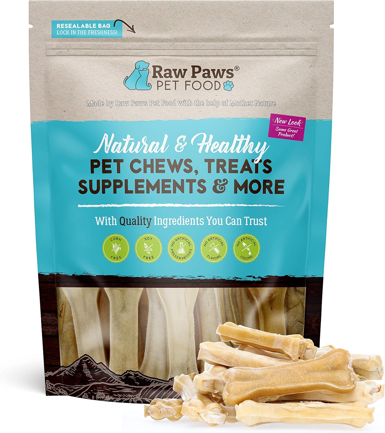 Raw Paws Pet Premium 4inch Compressed Rawhide Bones for