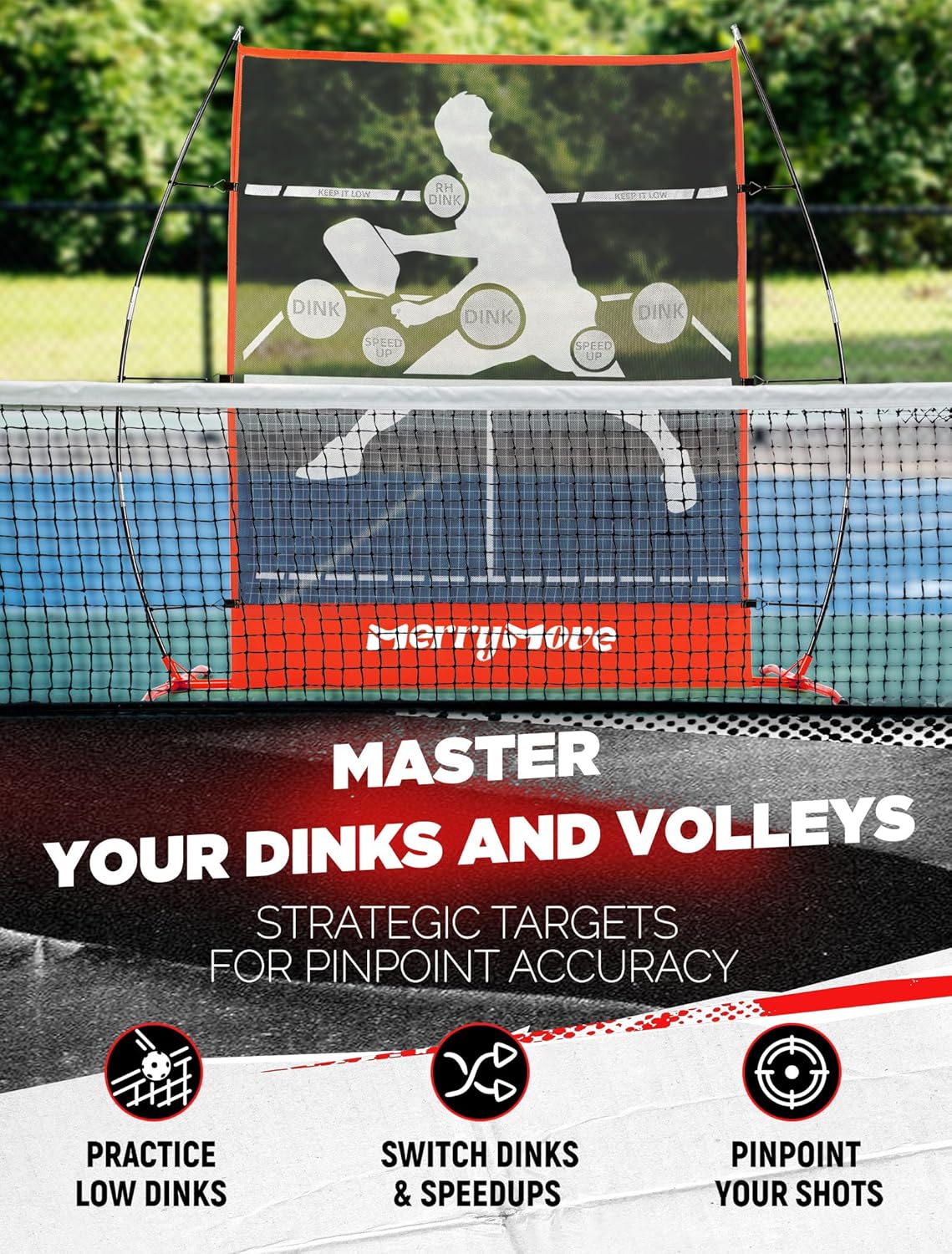 Pickleball Practice Rebounder Net: Pickleball Rebounder or 6FT Mini Pickle Ball Net Portable for Outdoor Driveway Backyard and Indoor Garage - 2in1 Trainer for Dink Volley Training