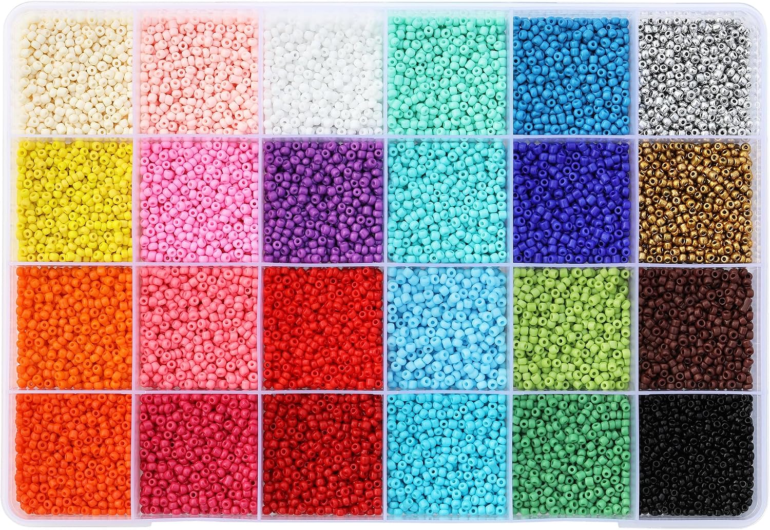Size 4mm Seed Beads About 8000pcs 48 Colors 6/0 Glass Seed Beads for Making Jewelry Bracelet Necklace
