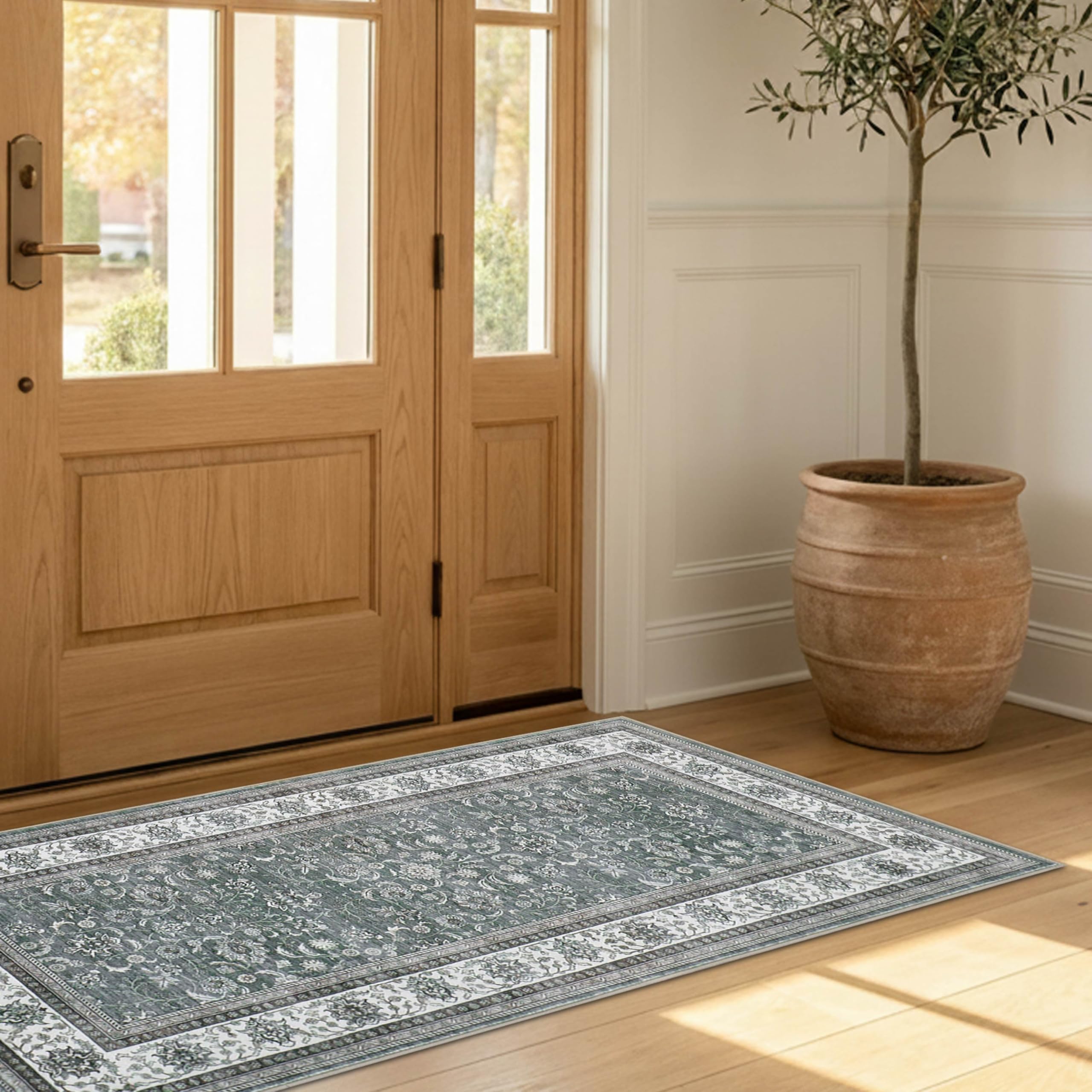 Wyatt &amp; Ash Dream Mink Washable Chenille 24"x48" Accent Rug Finley Green