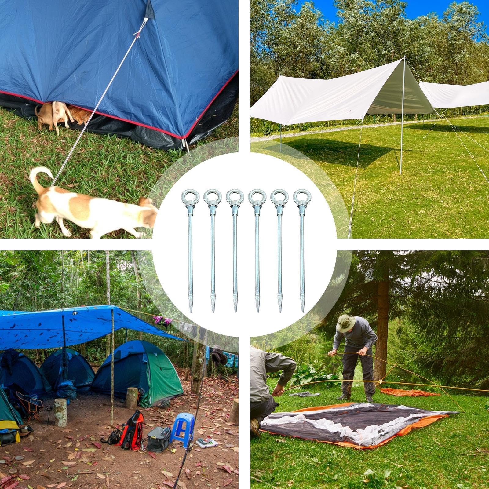 Piquets Camping métal Sardines de Tente Acier Carbone, Clous Sol Stables
