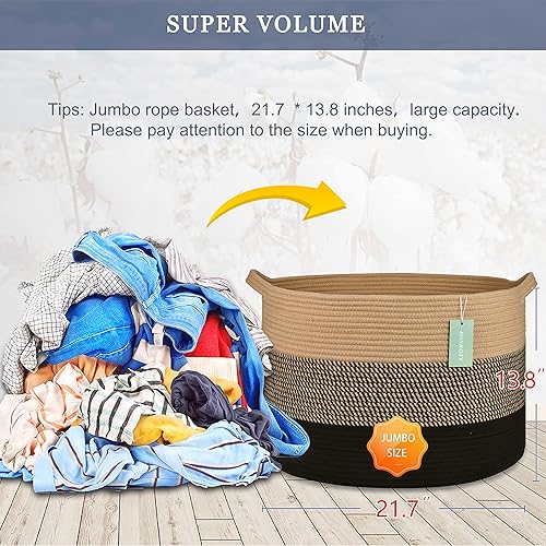 Miniatura 209 de Cesta de manta extragrande de 87 litros, cesta de lavandería, cesta de guardería para almacenamiento de juguetes, ropa y toallas, cesta grande