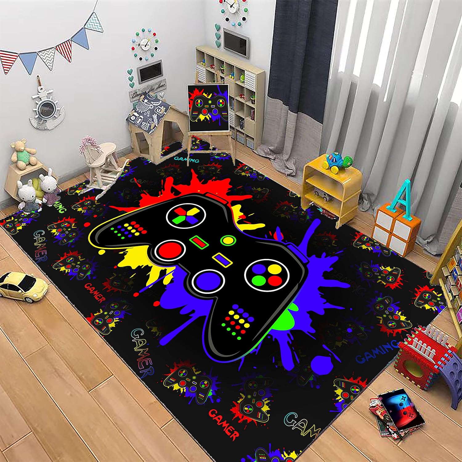 Gamer Gaming Rugs for Boys Game Controller Gamer Modern Area Rugs Gaming Carpets Gamer Room Decor for Boys Room Playroom Home Decor Living Room Bedroom 60x84 Inch