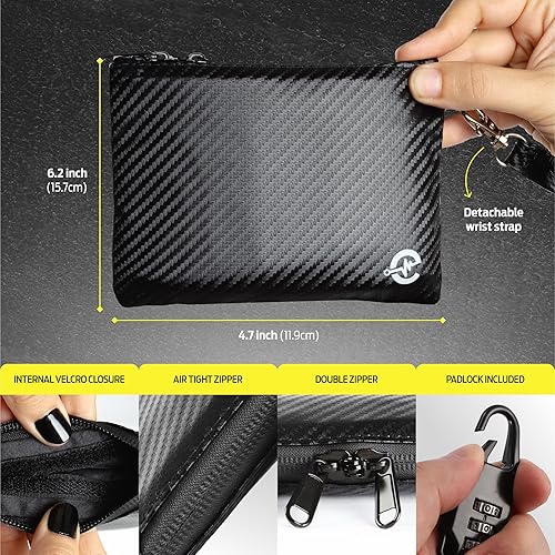 Miniatura 10 de Epulse Bolsa pequeña a prueba de olores, 6 x 4 pulgadas, bolsa a prueba de olores, bolsa con forro de carbono, contenedor discreto a prueba de