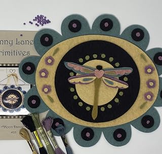 Over the River Felt Moon Dance Penny Rug Kit Pre Washed Applique Kit Dragonfly Pattern