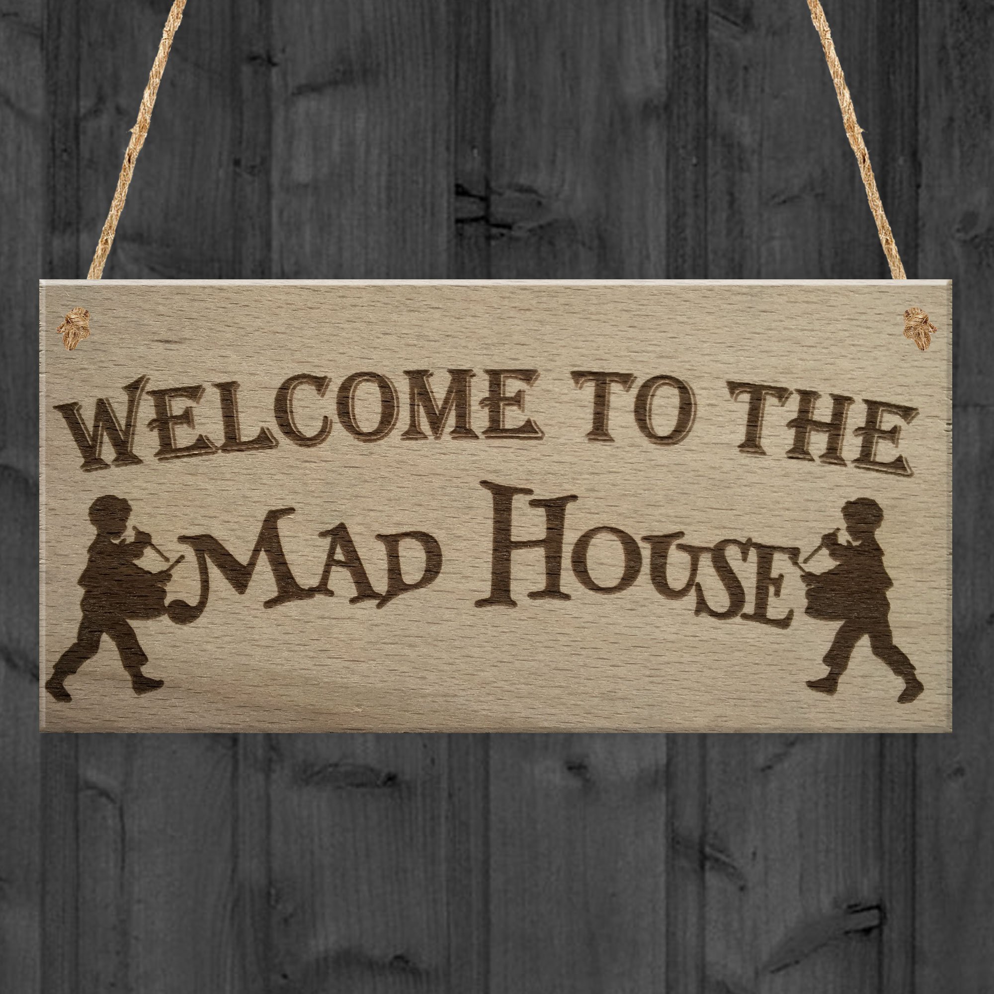Red Ocean Mad House Funny Home Decor Gift Friendship Door Hanging Plaque Neighbour Sign