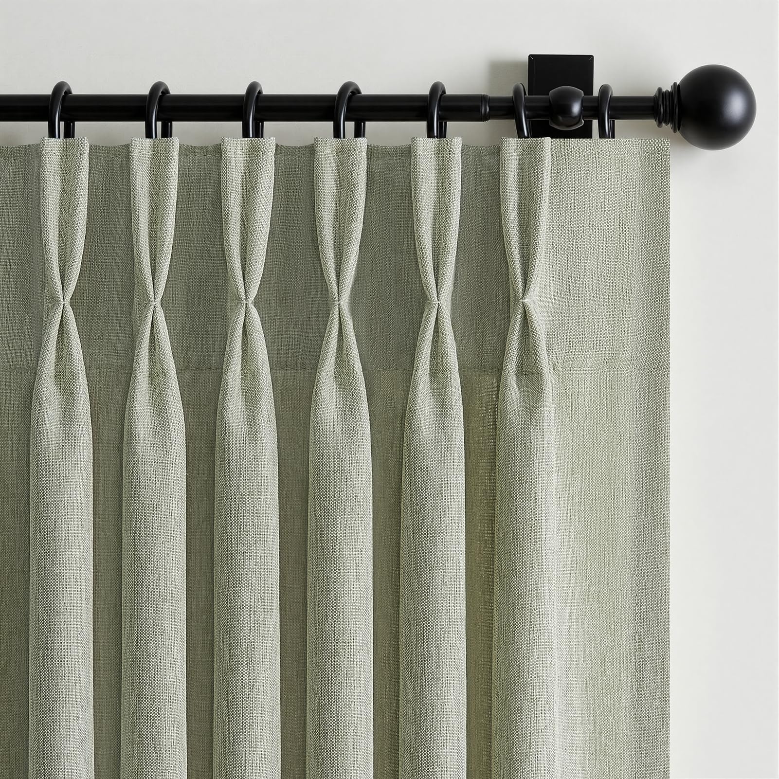 Drapenova 105 Inch Curtains 2 Panels Set,Two Packs Pinch Pleat Back Tab Linen Window Semi Sheer Privacy Thick Decorative Curtain Drapes for Living Room Bedroom,40x105 in Long,Sage Green โ image 1