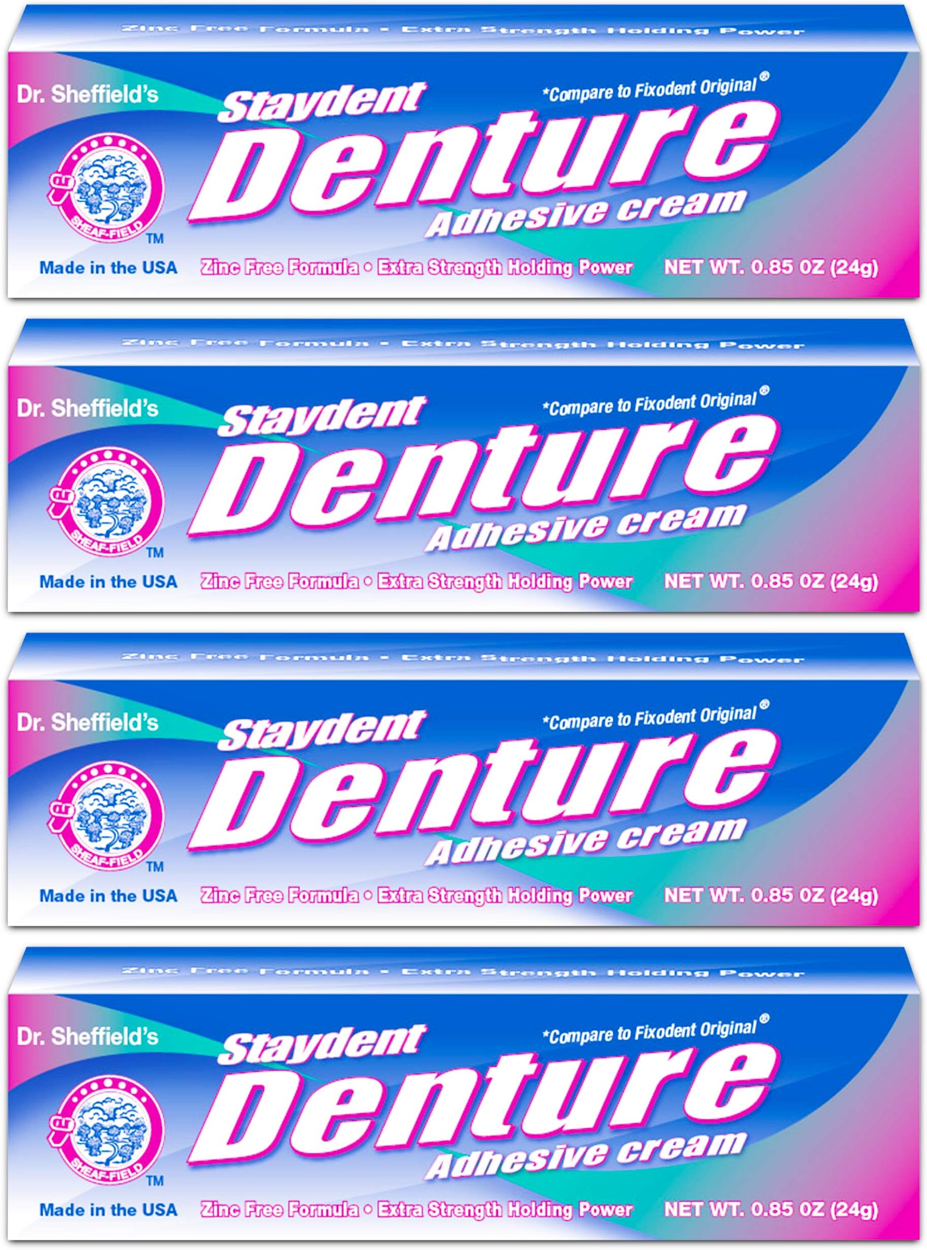 Staydent Denture Adhesive Cream, Dr. Sheffield's, 0.85 Oz. (Pack of 4) by Sheffield Pharmaceuticals
