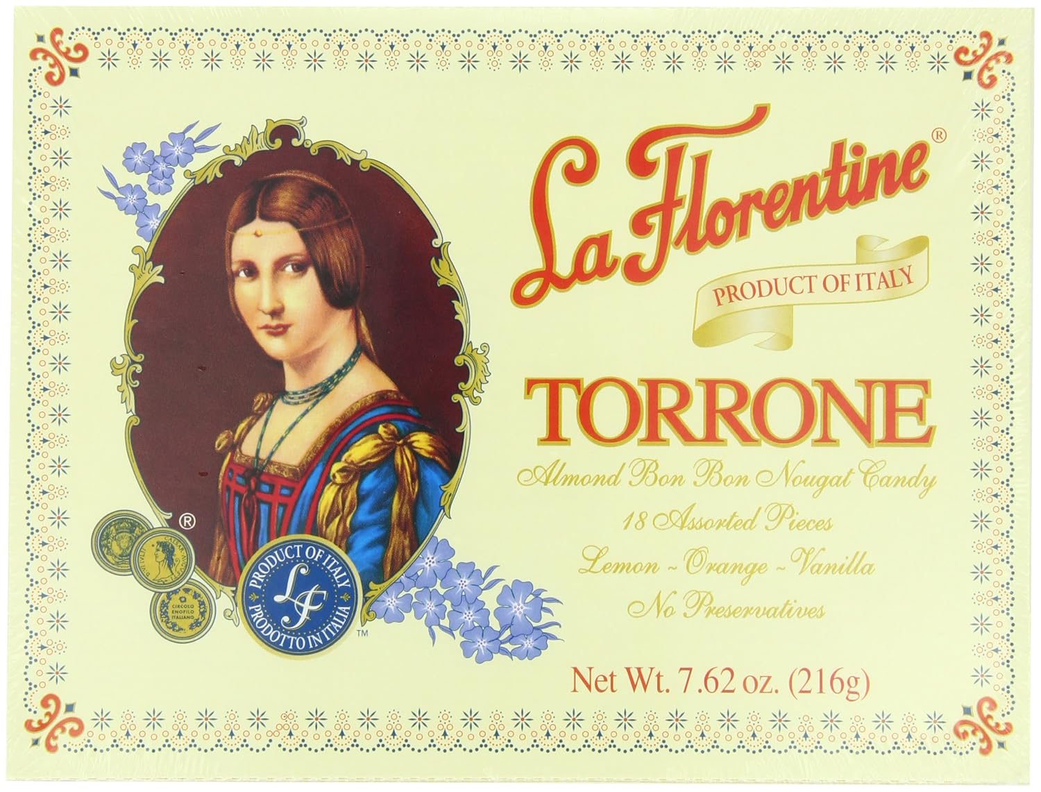 La Florentine Torrone, Lemon, Orange, Vanilla, 7.62-Ounce, Case Pack of 24