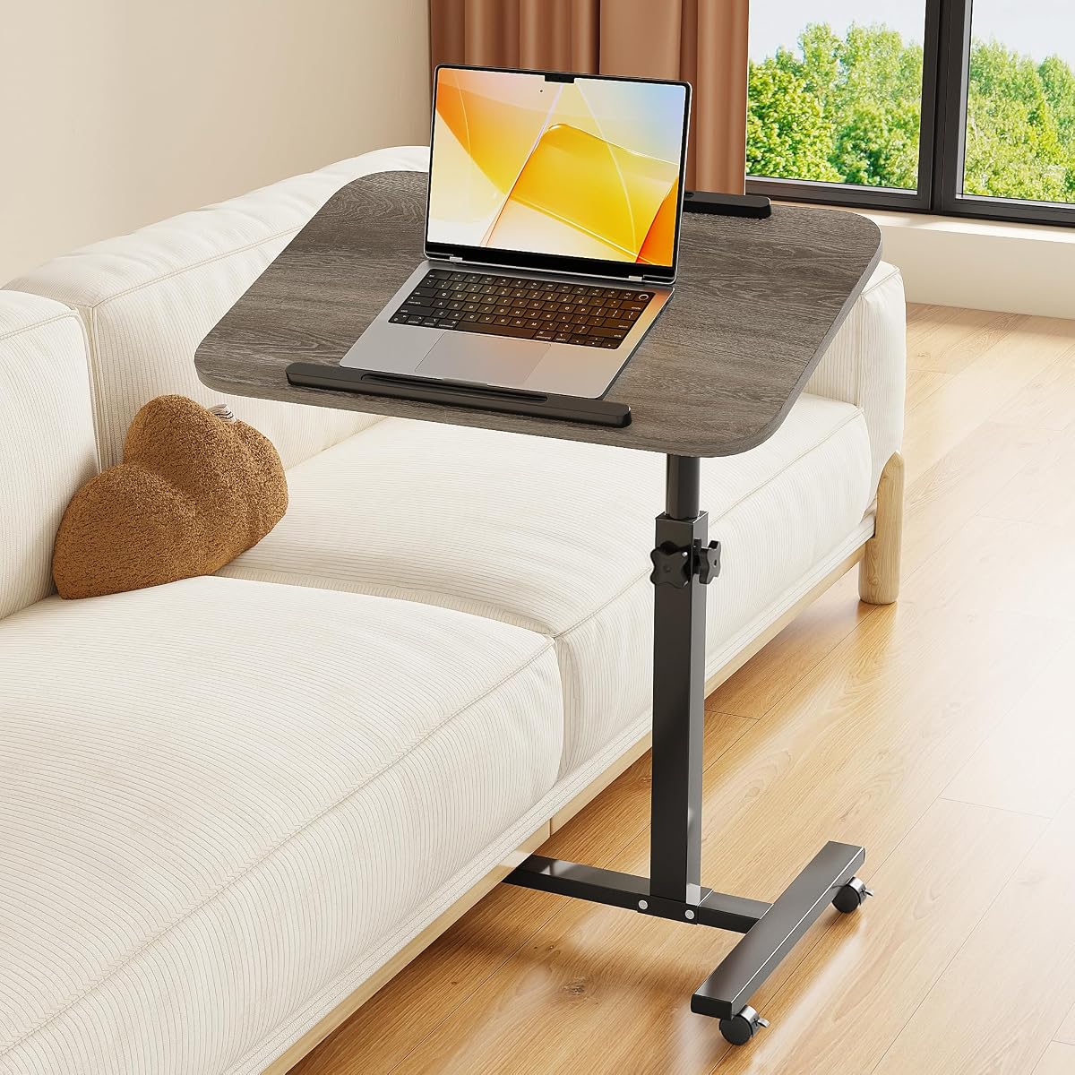Laptop Table Mobile Adjustable Height Portable Desk Notebook Swivel PC Computer Rolling Desk with Wheels, Laptop Stand for Couch Bedside Hospital Bed Table