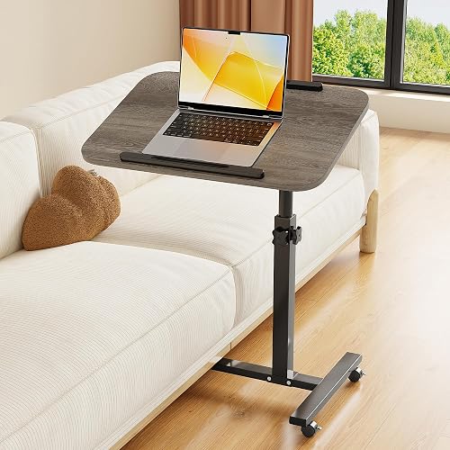 Adjustable Overbed Bedside Table with Wheels Hospital Bed Table Portable Computer Stands Movable Desk Computer Table for Bed Laptop Stand for Couch