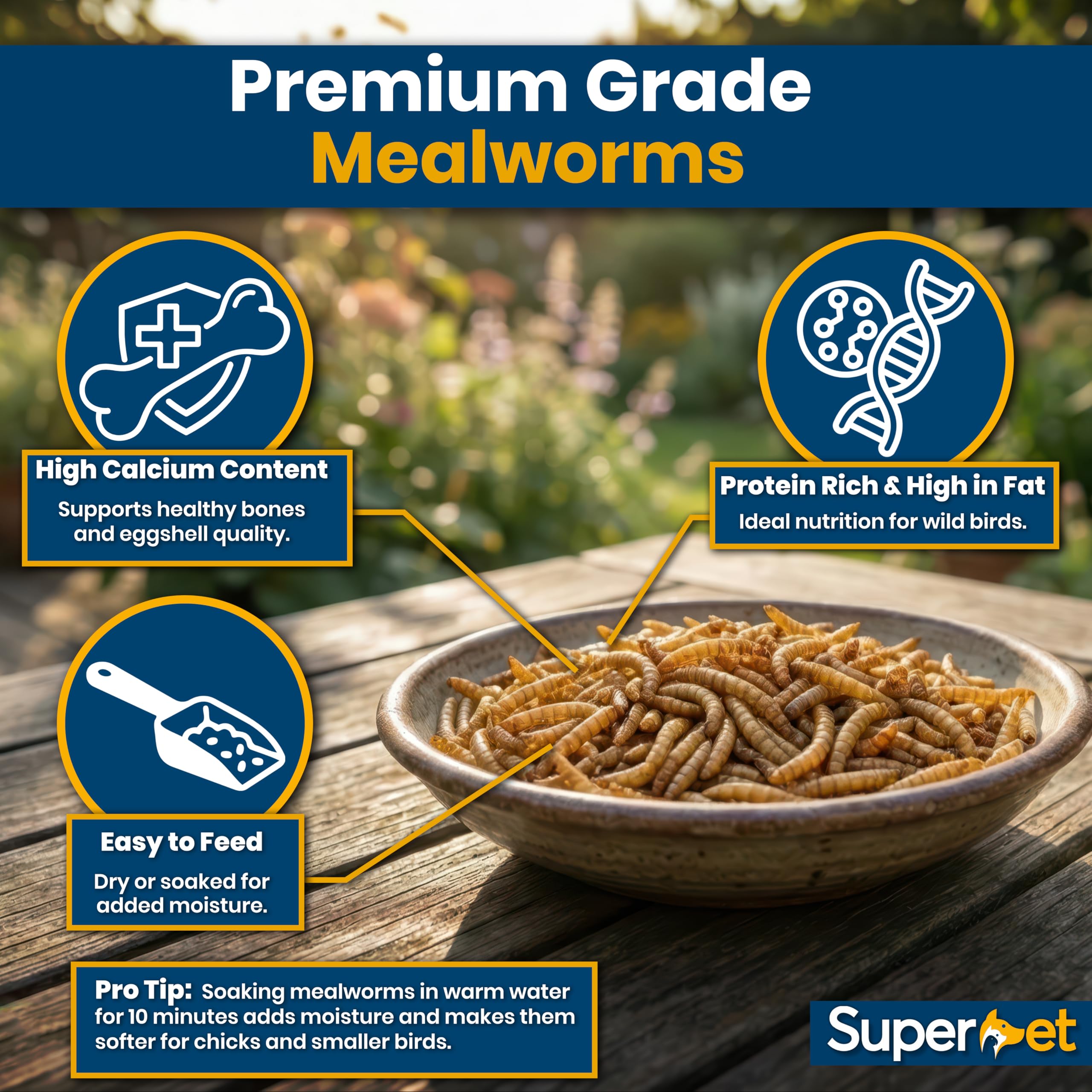 Mealworms 5 kg de gusanos de la harina secos para aves silvestres