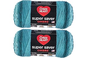 Red Heart Super Saver Jumbo Teal Ombre Yarn - 2 Pack of...