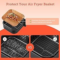 Vista 7 de COSORI Revestimientos para freidora de aire, 100 forros cuadrados de papel desechables, revestimiento de aceite de silicona antiadherente, poco